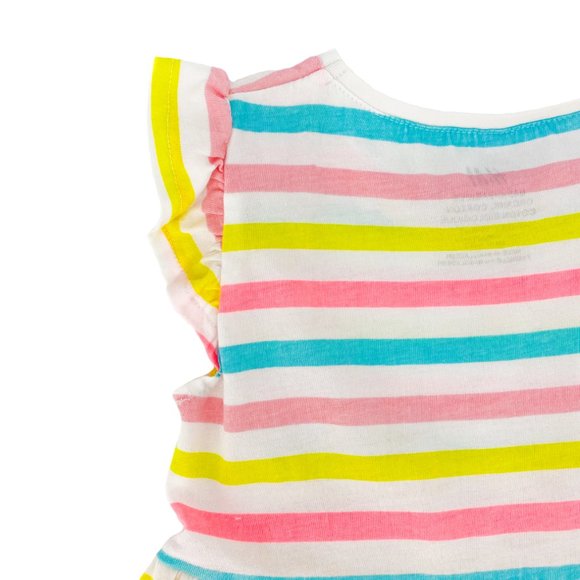 H&M KIDS Organic Cotton Multi-Stripe Flutter Sleeve Dress Size 1 1/2 -2Y - Picture 2 of 16